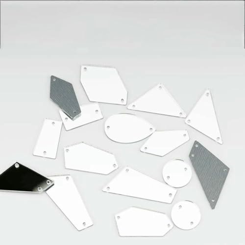 Acrylspiegel mit flacher Rückseite, verschiedene Größen, zum Aufnähen, mehrfarbige Steine für Kleidungsstücke, DIY-Dekoration, Weiß, 100 Stück von YFSHC
