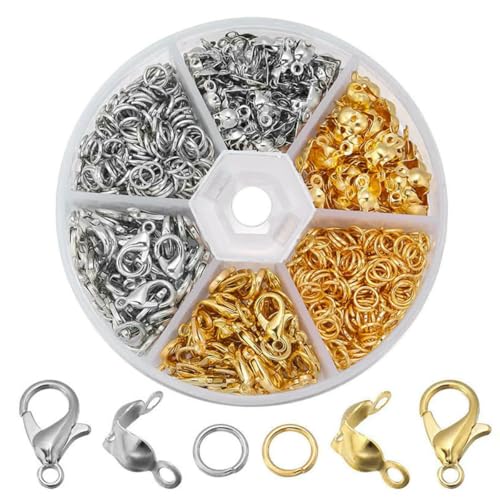 Box Schmuckherstellungsset mit Karabinerverschluss, offenen Biegeringen, Endcrimps, Perlen, Box-Sets, handgefertigt, DIY-Armband, Halskette, Zubehör, Set 2 Box Schmuckherstellungsset mit Karabinerverschluss, offenen Biegeringen, Endcrimps, Perlen, Box-Sets, handgefertigt, DIY-Armband, Halskette, Zubehör, Set 2 von YFSHC