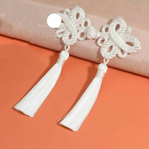 Chinesische Cheongsam-Schnalle mit Quastenknoten-Perlenbesatz, Verschluss, chinesische Knotenknöpfe, DIY-Handarbeit, Kleidung, dekoratives Accessoire, B von YFSHC
