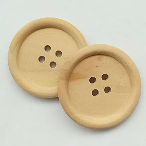 Craft 5 Stück 40 mm 1 1/2 Zoll runde Holzknöpfe in Naturfarbe 4 Löcher Basteln Nähknopf Pullover-Standard von YFSHC