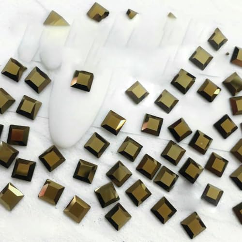 Crystal Aurum Flatback-Glas-Strasssteine zum Selbermachen, gemischte Größen, Nagelkunst-Dekoration, Schönheitssteine, glänzende Edelsteine, Maniküre-Zubehör, quadratisch, 4 von YFSHC
