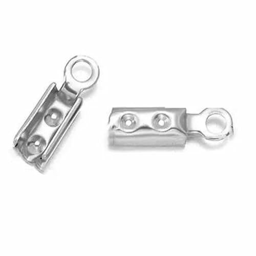 Edelstahl-Crimp-Endperlenkappen, Lederband-Clip-Spitze, gefaltete Crimp-Perlen-Armbandverbinder für die Schmuckherstellung, goldfarben, quadratisch, 2 mm, 10 Stück von YFSHC