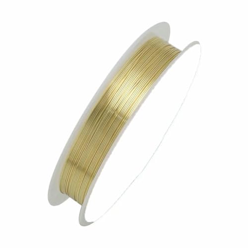 Farbechter Kupferdraht für Armbänder, Halsketten, Schmuck, DIY-Zubehör, 0,2/0,25/0,3/0,5/0,6/0,7/1,0 mm, Basteldraht für Perlen, HK018, hellgoldfarben, 0,25 mm, 17 Meter von YFSHC