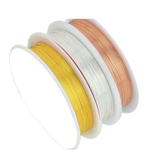 Farbechter Kupferdraht für Armbänder, Halsketten, Schmuck, DIY-Zubehör, 0,2/0,25/0,3/0,5/0,6/0,7/1,0 mm, Basteldraht zum Perlenbinden, HK018, drei Rollen, 0,3,0 mm – 15 Meter Farbechter Kupferdraht für Armbänder, Halsketten, Schmuck, DIY-Zubehör, 0,2/0,25/0,3/0,5/0,6/0,7/1,0 mm, Basteldraht zum Perlenbinden, HK018, drei Rollen, 0,3,0 mm – 15 Meter von YFSHC