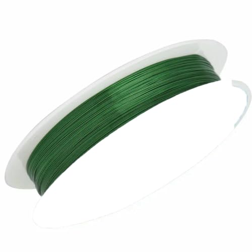 Farbechter Kupferdraht für Armbänder, Halsketten, Schmuck, DIY-Zubehör, 0,2/0,25/0,3/0,5/0,6/0,7/1,0 mm, Basteldraht zum Perlenbinden, HK018-Grün-0,7 mm – 3,1 Meter von YFSHC