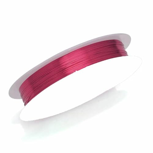 Farbechter Kupferdraht für Armbänder, Halsketten, Schmuck, DIY-Zubehör, 0,2/0,25/0,3/0,5/0,6/0,7/1,0 mm, Basteldraht zum Perlenbinden, HK018-Rosenrot-0,3,0 mm – 15 Meter von YFSHC