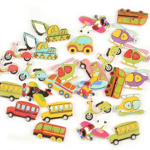 Gemischte Cartoon-Malerei Dekorative Holzknöpfe zum Nähen von Kleidung Scrapbooking Basteln Wohnkultur 15-35mm MT1892-mt0448 von YFSHC