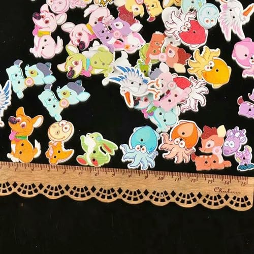 Gemischte Cartoon-Malerei Dekorative Holzknöpfe zum Nähen von Kleidung Scrapbooking Basteln Wohnkultur 15-35mm MT1892-mt1715 von YFSHC