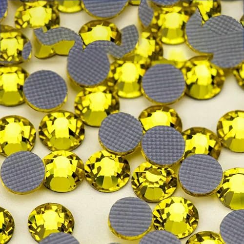 Glas-Hotfix-Kristall-Strasssteine mit flacher Rückseite für DIY-Kleidungsstoffdekorationen – 005 Citrin – SS10 – 1440 Stück von YFSHC
