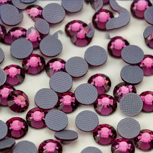 Glas-Hotfix-Kristall-Strasssteine mit flacher Rückseite für DIY-Kleidungsstoffdekorationen – 042 Fuchsia – SS20 – 1440 Stück von YFSHC