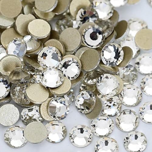 Glitzersteine SS3–SS50, flache Rückseite, klare Kristalle, nicht Hotfix-Strasssteine, Nagelkunst-Dekoration, Strasssteine, Y0100-Kristall_a-SS50, 10 mm, 144 Stück von YFSHC