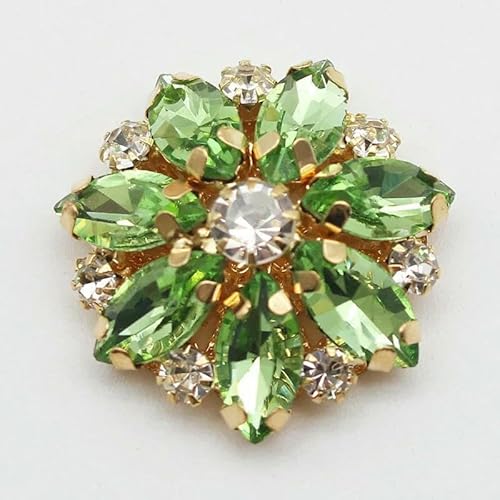 Gold 30 mm 2 Stück Flacher Bodenknopf Kristallblumendekoration für Kleidung Kreisförmige Nähdekoration Strasszubehör-3 von YFSHC
