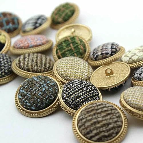 Goldene runde Stoffknöpfe aus Metall für Handarbeiten, Kleidung, Damen, Mantel, Anzug, Strickjacke, 6 Stück, Nähknopf KD874, gemischtes Design, 30 mm, 6 Stück Goldene runde Stoffknöpfe aus Metall für Handarbeiten, Kleidung, Damen, Mantel, Anzug, Strickjacke, 6 Stück, Nähknopf KD874, gemischtes Design, 30 mm, 6 Stück von YFSHC