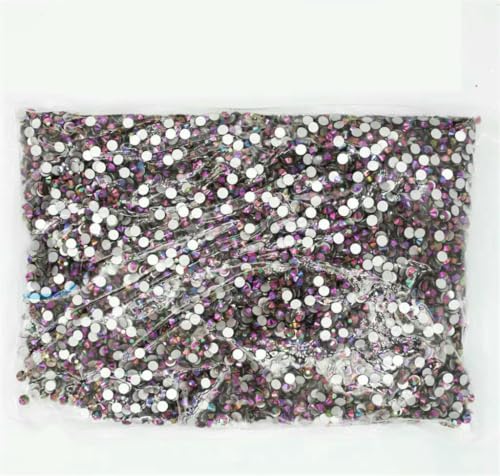 Großpackung SS3-SS30 Flatback Crystal AB Nicht-Hotfix-Strasssteine, transparent, AB-Strass für Nagelkunst-Dekoration, Regenbogen-Roségold, SS12, 14400 Stück von YFSHC