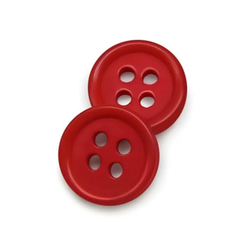 Harzknopf, 100 Stück/Los, rund, vier Löcher, 9/10/11 mm, zum Aufnähen, kleiner Knopf für Kindertücher, Bonbonfarben, handgefertigtes DIY-Zubehör, Rot 401-9 mm von YFSHC