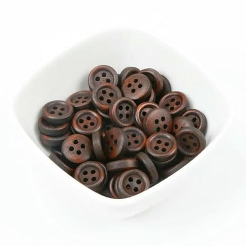 Holzknöpfe, dunkelbraun, rund, Muster, für Sammelalben, handgefertigt, zum Nähen, Heimdekoration, Zubehör, DIY, 12 mm, 50 Stück von YFSHC