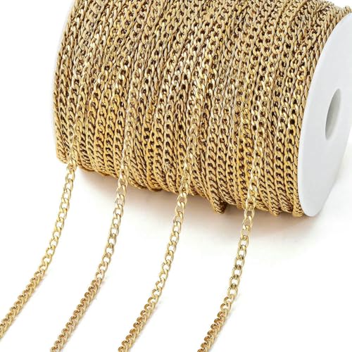 Kein Verblassen, 2 Meter Edelstahlketten, goldfarbene Lippenperlen, Perlenkette für die Schmuckherstellung, DIY-Halsketten, Armbandzubehör, S6 Gold 3,8 mm, 2 Meter Kein Verblassen, 2 Meter Edelstahlketten, goldfarbene Lippenperlen, Perlenkette für die Schmuckherstellung, DIY-Halsketten, Armbandzubehör, S6 Gold 3,8 mm, 2 Meter von YFSHC
