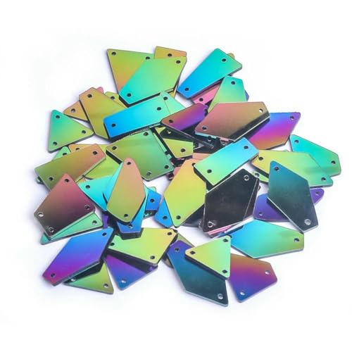 Klare Kristalle in verschiedenen Größen, zum Nähen, Spiegel-Strass-Applikation, flache Rückseite, Acryl-Strass auf Stein für Kleidung, Handarbeiten, Regenbogen-Mix, 50 Stück von YFSHC