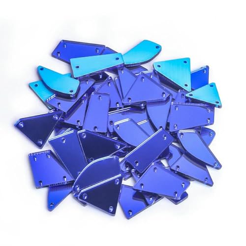 Klare Kristalle in verschiedenen Größen zum Nähen, Spiegel-Strass-Applikation, flache Rückseite, Acryl-Strass auf Stein für Kleidung, Handarbeiten, Saphir, Mix, 50 Stück von YFSHC