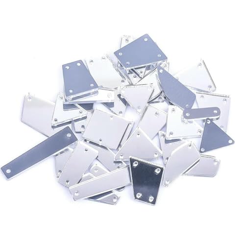 Klare Kristalle in verschiedenen Größen zum Nähen, Spiegel-Strass-Applikation, flache Rückseite, Acryl-Strass auf Stein für Kleidung, Handarbeiten, Silber, 50 Stück Klare Kristalle in verschiedenen Größen zum Nähen, Spiegel-Strass-Applikation, flache Rückseite, Acryl-Strass auf Stein für Kleidung, Handarbeiten, Silber, 50 Stück von YFSHC