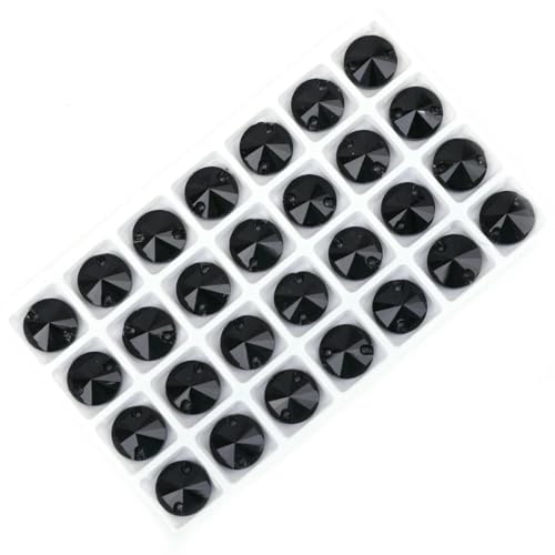 Kristall-Strasssteine in allen Größen, AB, rund, flache Rückseite, Muschelperlen für Kleidung, Hochzeitsaccessoires werden zur Dekoration und zum Selbermachen verwendet, Jet, 8 mm, 72 Stück von YFSHC