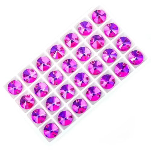 Kristall-Strasssteine in allen Größen, AB, rund, flache Rückseite, Muschelperlen für Kleidung, Hochzeitsaccessoires werden zur Dekoration und zum Selbermachen verwendet, Rosarot AB, 10 mm, 60 Stück von YFSHC