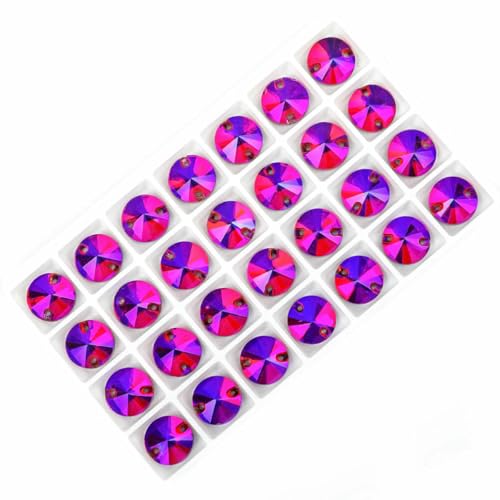 Kristall-Strasssteine in allen Größen, AB, rund, flache Rückseite, Muschelperlen für Kleidung, Hochzeitsaccessoires werden zur Dekoration und zum Selbermachen verwendet, Siam AB, 8 mm, 72 Stück von YFSHC