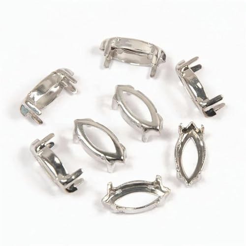 Kupfernieten, gold-silberne Krallenfassungen, Pferdeaugen, Strasssteine zum Aufnähen, DIY-Schmuckzubehör, Silberklaue, 7 x 15 mm, 50 Stück von YFSHC