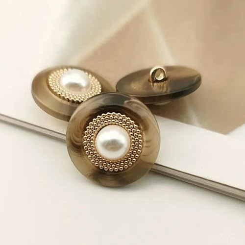 Luxuriöse Harz-Metallknöpfe, Kunstperlen, dekorative DIY-Kleiderknöpfe, Nähzubehör, Material, Mantelknöpfe, 3–21,5 mm, 5 Stück von YFSHC