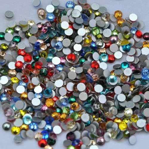 Mehrfarbige SS3-SS30 Nicht-Hotfix-Strasssteine mit flacher Rückseite, Kristall-Strass-Glitzerstein für DIY-Maniküre, 3D-Nagelkunst, Stoff, Kleidungsstücke – Farben mischen von YFSHC