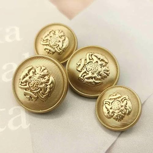 Metallknöpfe im Retro-Stil im britischen Stil mit goldenem Schildmuster, Luxusmarke, Nähknöpfe, Kleidungszubehör, Mantel, DIY-Material, Neu, 3–18 mm, 6 Stück Metallknöpfe im Retro-Stil im britischen Stil mit goldenem Schildmuster, Luxusmarke, Nähknöpfe, Kleidungszubehör, Mantel, DIY-Material, Neu, 3–18 mm, 6 Stück von YFSHC