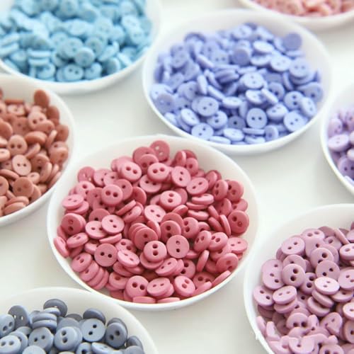 Mini-Knopf, 6 mm, Bonbonfarben, Kunstharz, winziger Knopf für DIY-Puppenkleidung, runde Schnallen, 2 Löcher, handgefertigt, Kartenherstellung, Nähen, Scrapbooking-02 von YFSHC
