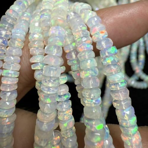 Natürlicher 5A-Opal, 4–6 mm, facettierte Rondelle, flache lose Perlen zur Herstellung von Schmuck, Armbändern und Halsketten, DIY, Rosa, 4–5,5–6 mm, 1 Strang, 40 cm von YFSHC