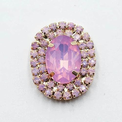 Neuer Charm 24 x 28 mm Eiweiß Kristall Weiß/Rosa Strass Knöpfe zum Nähen Gold Metall Applikation DIY Hochzeitsdekoration für 5 Stück-Rosa-GOLD von YFSHC