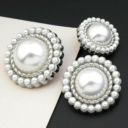 Retro-Perlenknopf, luxuriöse Strass-Metallknöpfe für DIY-Kleidung, Mantel, Pullover, Anzug, weibliches dekoratives Nähzubehör, 02–25 mm, 5 Stück von YFSHC