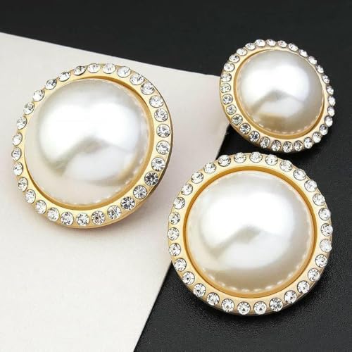 Retro-Perlenknopf, luxuriöse Strass-Metallknöpfe für DIY-Kleidung, Mantel, Pullover, Anzug, weibliches dekoratives Nähzubehör, 04–25 mm, 5 Stück von YFSHC