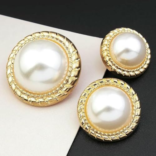 Retro-Perlenknopf, luxuriöse Strass-Metallknöpfe für DIY-Kleidung, Mantel, Pullover, Anzug, weibliches dekoratives Nähzubehör, 06–25 mm, 2 Stück von YFSHC