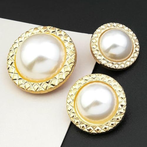 Retro-Perlenknopf, luxuriöse Strass-Metallknöpfe für DIY-Kleidung, Mantel, Pullover, Anzug, weibliches dekoratives Nähzubehör, 10–25 mm, 5 Stück Retro-Perlenknopf, luxuriöse Strass-Metallknöpfe für DIY-Kleidung, Mantel, Pullover, Anzug, weibliches dekoratives Nähzubehör, 10–25 mm, 5 Stück von YFSHC