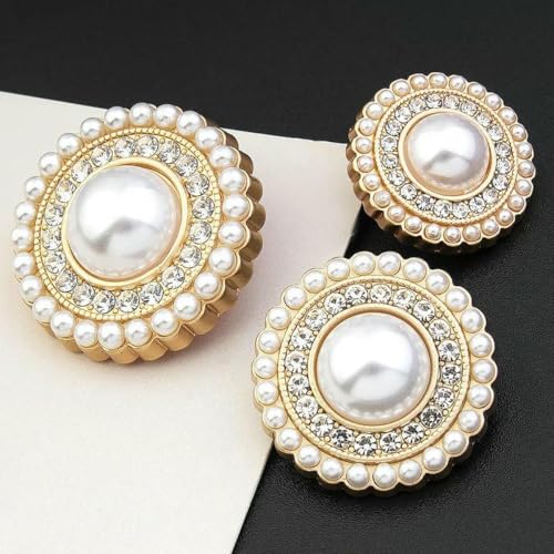 Retro-Perlenknopf, luxuriöse Strass-Metallknöpfe für DIY-Kleidung, Mantel, Pullover, Anzug, weibliches dekoratives Nähzubehör, 12–25 mm, 5 Stück Retro-Perlenknopf, luxuriöse Strass-Metallknöpfe für DIY-Kleidung, Mantel, Pullover, Anzug, weibliches dekoratives Nähzubehör, 12–25 mm, 5 Stück von YFSHC