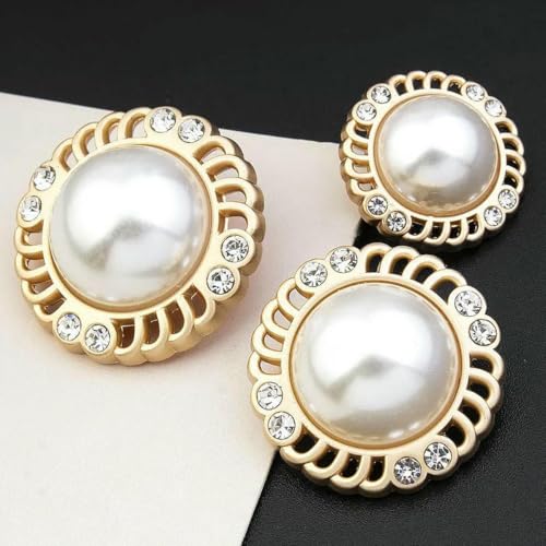 Retro-Perlenknopf, luxuriöse Strass-Metallknöpfe für DIY-Kleidung, Mantel, Pullover, Anzug, weibliches dekoratives Nähzubehör, 13–25 mm, 5 Stück Retro-Perlenknopf, luxuriöse Strass-Metallknöpfe für DIY-Kleidung, Mantel, Pullover, Anzug, weibliches dekoratives Nähzubehör, 13–25 mm, 5 Stück von YFSHC