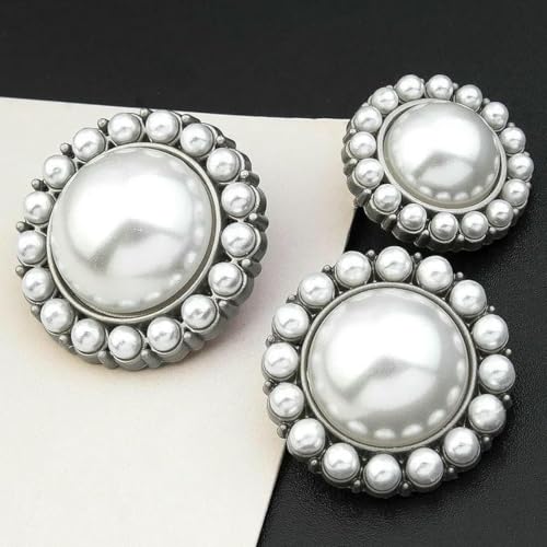 Retro-Perlenknopf, luxuriöse Strass-Metallknöpfe für DIY-Kleidung, Mantel, Pullover, Anzug, weibliches dekoratives Nähzubehör, 15–18 mm, 2 Stück von YFSHC