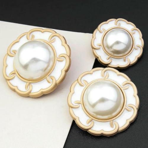 Retro-Perlenknopf, luxuriöse Strass-Metallknöpfe für DIY-Kleidung, Mantel, Pullover, Anzug, weibliches dekoratives Nähzubehör, 20–25 mm, 5 Stück Retro-Perlenknopf, luxuriöse Strass-Metallknöpfe für DIY-Kleidung, Mantel, Pullover, Anzug, weibliches dekoratives Nähzubehör, 20–25 mm, 5 Stück von YFSHC