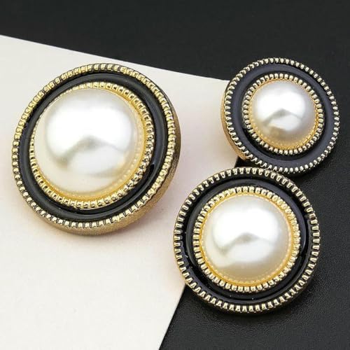 Retro-Perlenknopf, luxuriöse Strass-Metallknöpfe für DIY-Kleidung, Mantel, Pullover, Anzug, weibliches dekoratives Nähzubehör, 21–25 mm, 5 Stück Retro-Perlenknopf, luxuriöse Strass-Metallknöpfe für DIY-Kleidung, Mantel, Pullover, Anzug, weibliches dekoratives Nähzubehör, 21–25 mm, 5 Stück von YFSHC