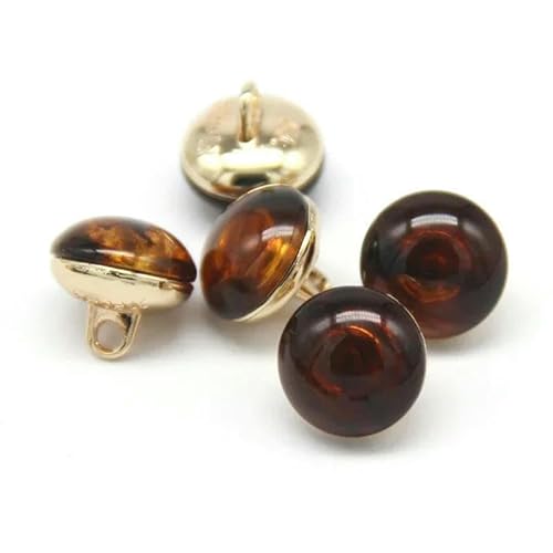 Runde, helle Katzenaugen, goldene Metallknöpfe für Kleidung, Kleidungsstücke, dekorative Vintage-Mantelknöpfe, Nähzubehör, Braun, 15 mm, 6 Stück von YFSHC