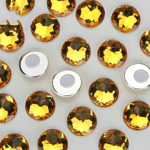 Runde Acryl-Strasssteine zum Aufkleben auf Objekte, selbstklebende Strasssteine für Heimkleidung, Dekoration, DIY, Kinder, DIY, gelb, 14,0 mm, 100 Stück Runde Acryl-Strasssteine zum Aufkleben auf Objekte, selbstklebende Strasssteine für Heimkleidung, Dekoration, DIY, Kinder, DIY, gelb, 14,0 mm, 100 Stück von YFSHC
