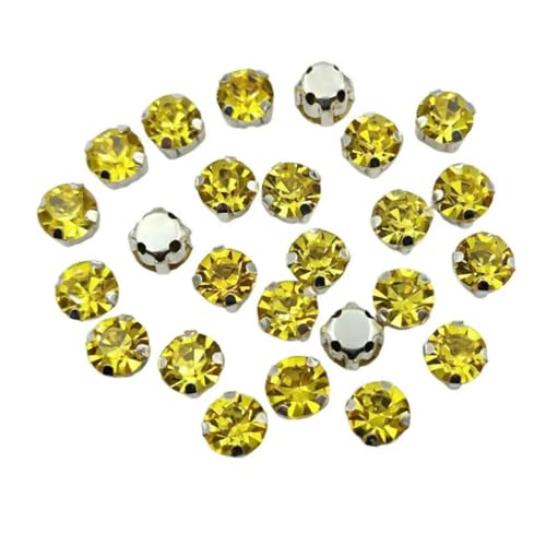 Runde Glas-Strasssteine mit Kralle zum Aufnähen, Kristallstein, Strass, Diamant, Silber, Metallbasis, Kristalle für Handarbeiten, Citrin, 8 mm, 50 Stück Runde Glas-Strasssteine mit Kralle zum Aufnähen, Kristallstein, Strass, Diamant, Silber, Metallbasis, Kristalle für Handarbeiten, Citrin, 8 mm, 50 Stück von YFSHC