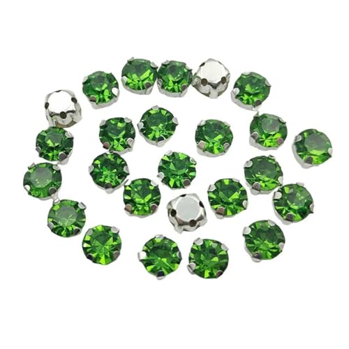 Runde Glas-Strasssteine mit Kralle zum Aufnähen, Kristallstein, Strass, Diamant, Silber, Metallbasis, Kristalle für Handarbeiten, Hellgrün, 6 mm, 100 Stück Runde Glas-Strasssteine mit Kralle zum Aufnähen, Kristallstein, Strass, Diamant, Silber, Metallbasis, Kristalle für Handarbeiten, Hellgrün, 6 mm, 100 Stück von YFSHC