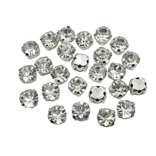 Runde Glas-Strasssteine mit Kralle zum Aufnähen, Kristallstein, Strass, Diamant, silberne Metallbasis, Kristalle für Handarbeiten, klarer Kristall, 4,0 mm, 200 St Runde Glas-Strasssteine mit Kralle zum Aufnähen, Kristallstein, Strass, Diamant, silberne Metallbasis, Kristalle für Handarbeiten, klarer Kristall, 4,0 mm, 200 St von YFSHC