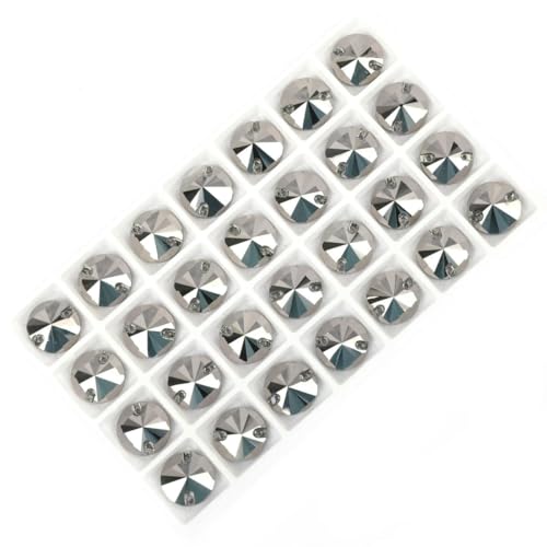 Runde Kristall-Strasssteine zum Aufnähen, flache Rückseite, für Kleidung, Strass, Hochzeitskleid, alle Dekorationen und Heimwerkerarbeiten, Hämatit, 8 mm, 72 Stück von YFSHC