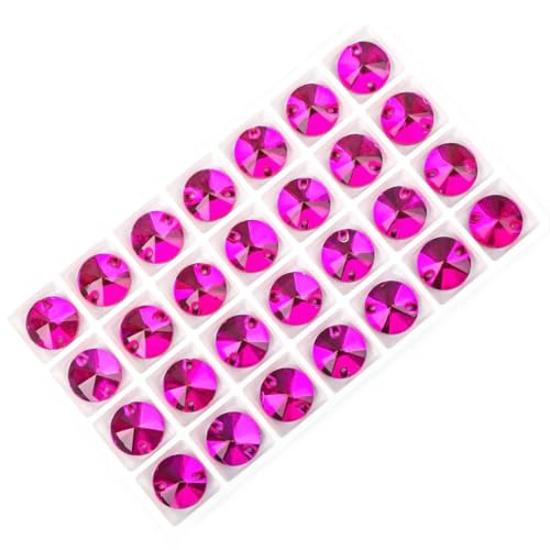 Runde Strasssteine zum Aufnähen, flache Rückseite, für Kleidung, Strass, Hochzeitskleid, alle Dekorationen und Heimwerkerarbeiten, Rosarot, 10 mm, 60 Stück von YFSHC